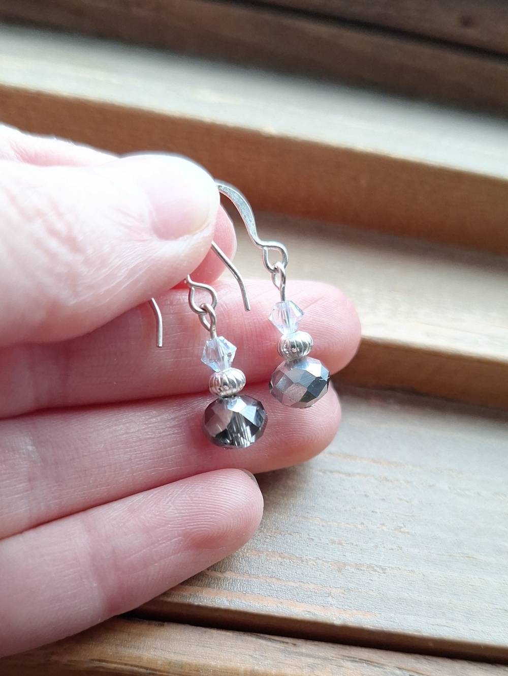 Hematite Black-Gray Bead Earrings
